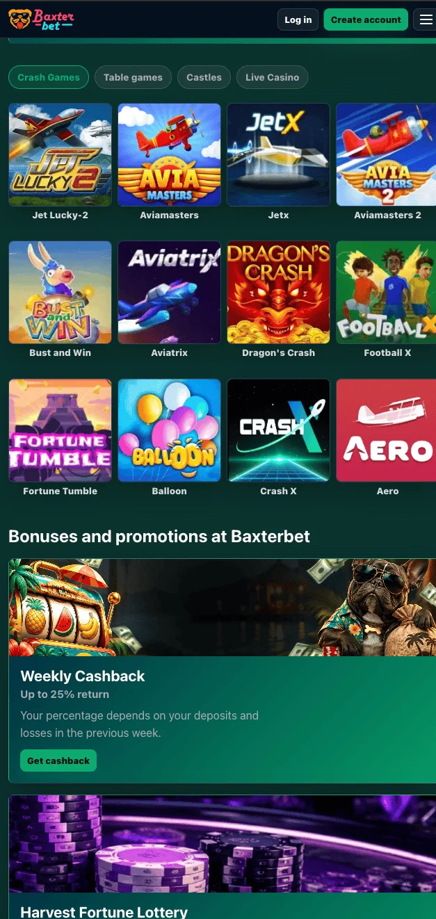 Baxterbet casino Mobile App